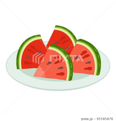 Cut watermelon icon cartoon vector. Slice fruit. Summer food 95585876