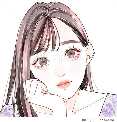 見つめる女性のイラスト素材 [95586348] - PIXTA