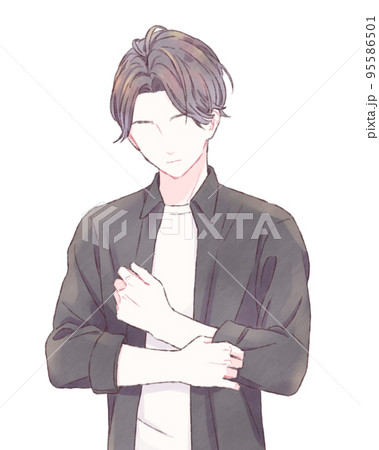 袖を捲る男性の仕草 袖を捲る男性の仕草 95586501