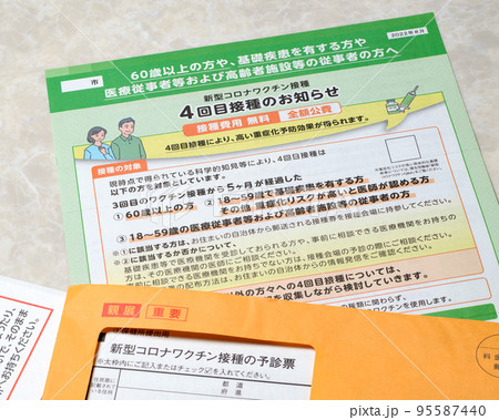 新型コロナウィルス感染症を軽減するコロナワクチンの接種券 95587440