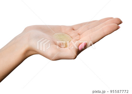 Moisturizing gel on the palm of female hand Moisturizing gel on the palm of female hand 95587772