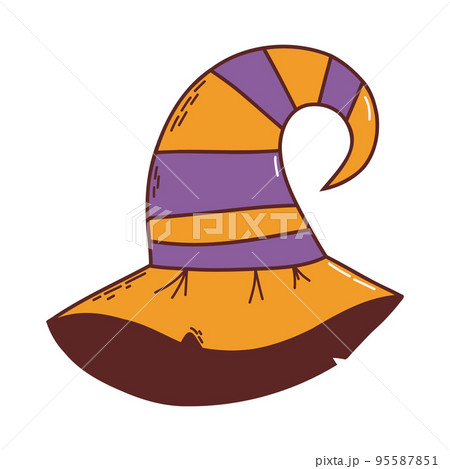 Witch hat. Halloween element. Trick or treat concept. Vector illustration in hand drawn style Witch hat. Halloween element. Trick or treat concept. Vector illustration in hand drawn style 95587851