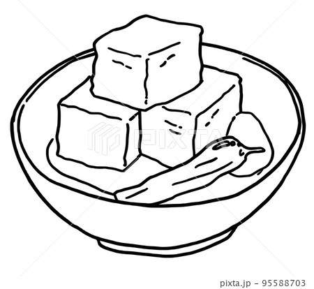 手描き線画　イラスト　揚げ出し豆腐 95588703