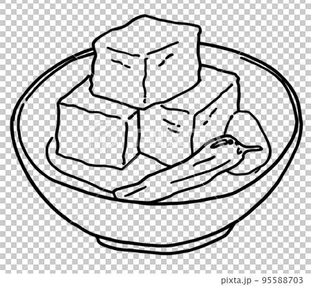 手描き線画　イラスト　揚げ出し豆腐 95588703