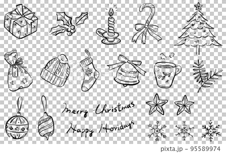 Christmas illustration set hand drawn 1 color 95589974