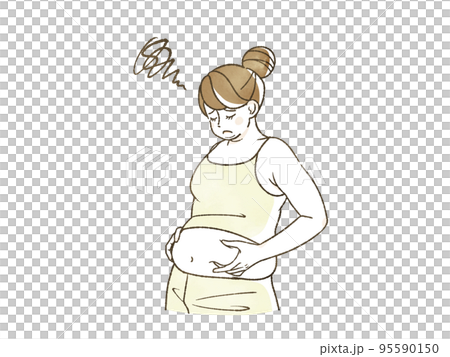 お腹の贅肉が気になっている肥満女性 95590150