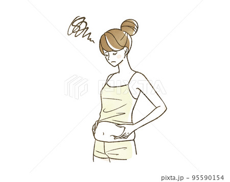 お腹の贅肉が気になっている女性 95590154