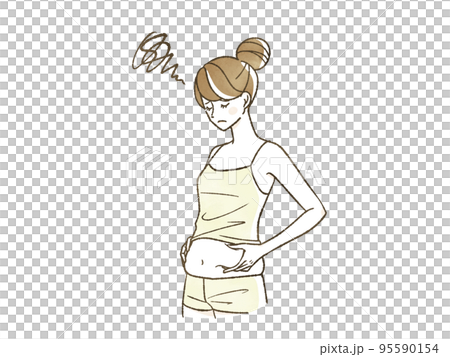 お腹の贅肉が気になっている女性 95590154