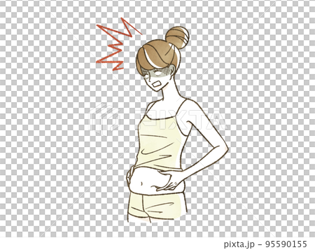 Woman shocked by belly fat 95590155