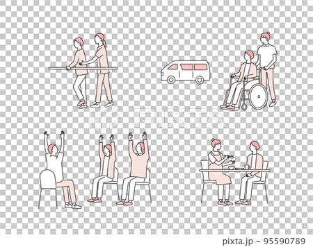 Various care and medical welfare scene sets 95590789