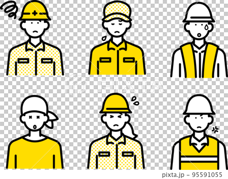 Avatar illustration set of a civil engineer with a negative expression 95591055