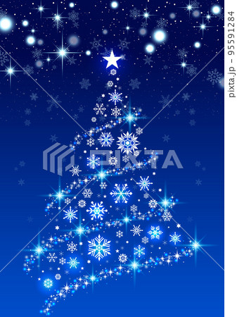 クリスマスツリー イルミネーションの背景 フレーム 青 クリスマスツリー イルミネーションの背景 フレーム 青 95591284