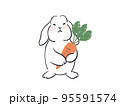 にんじんを持つ白うさぎ 95591574
