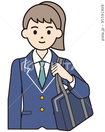 人物　イラスト　女子学生 95591909