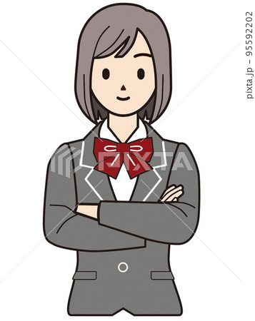 人物　イラスト　女子学生 95592202