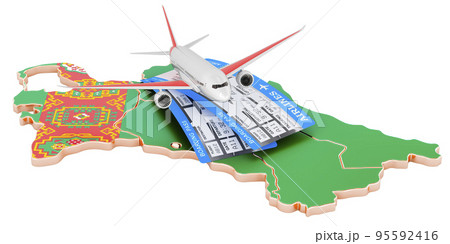 Flights to Turkmenistan concept. 3D rendering 95592416