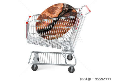 Shopping cart with coffee bean, 3D rendering 95592444