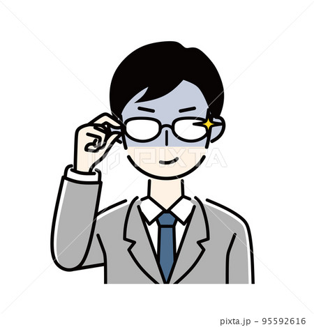 メガネ　男性　企み顔　ビジネスマン 95592616