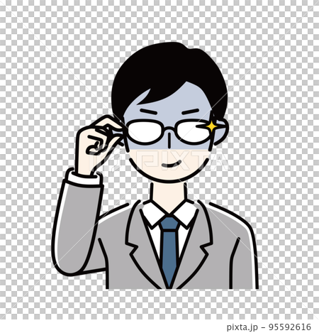 メガネ　男性　企み顔　ビジネスマン 95592616