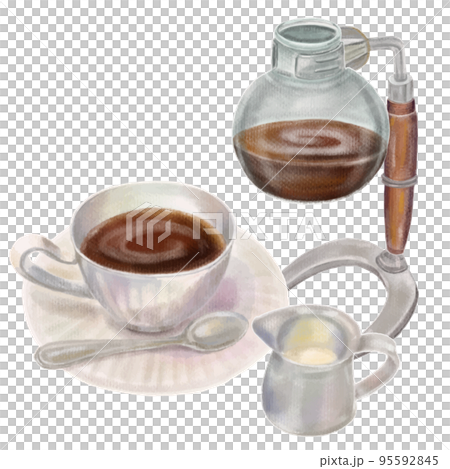 色鉛筆で描いたようなサイフォン式コーヒーのイラスト 95592845