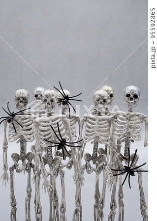 Halloween skeletons. Party invitation template. 95592865
