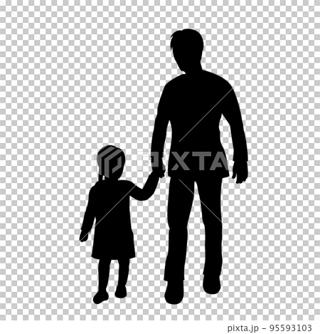 父親和孩子走路的剪影 父親和孩子走路的剪影 95593103