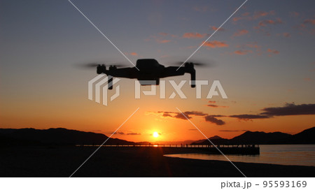 ドローンの未来と暮らし！SDGs地球の輝きと光りかがやくミライの空 95593169