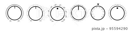 Adjustment dial. Rotary dials with round scale...のイラスト素材 [95594290] - PIXTA