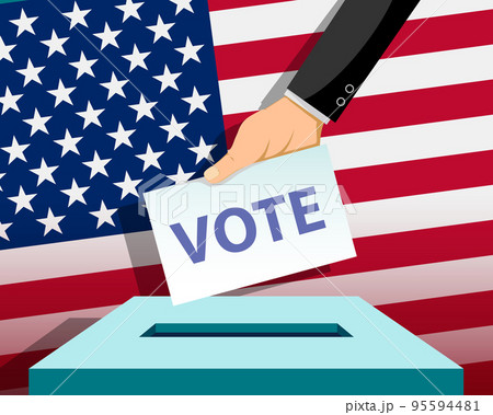 Voter holds a ballot paper with his vote in his hand Voter holds a ballot paper with his vote in his hand 95594481
