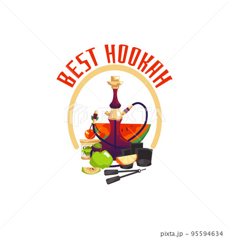 Hookah with fruits, coals and tongs flat style, vector illustration 95594634
