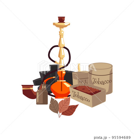 Tools for hookah smoking, flat vector illustration isolated on white background. Tools for hookah smoking, flat vector illustration isolated on white background. 95594689