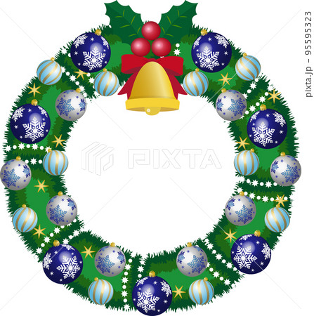 ブルー系オーナメントのクリスマスリース 95595323