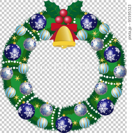 ブルー系オーナメントのクリスマスリース 95595323