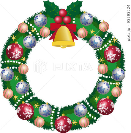 レッド系オーナメントのクリスマスリース 95595324