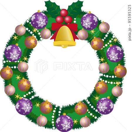 パープル系オーナメントのクリスマスリース 95595325