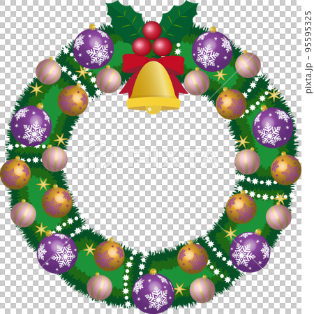パープル系オーナメントのクリスマスリース 95595325