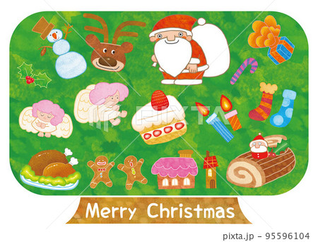 たくさんのオーメンとが装飾されたクリスマスツリー 95596104