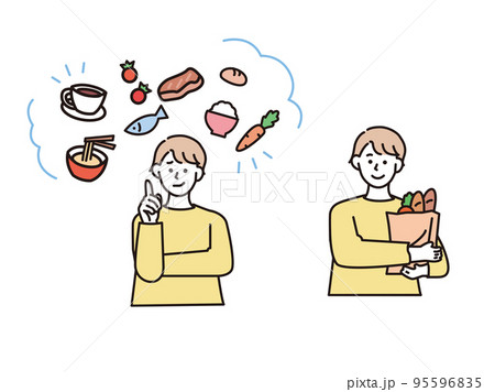献立のイラスト(健康、バランス、食事、栄養、ダイエット、食習慣、一人暮らし) I 95596835