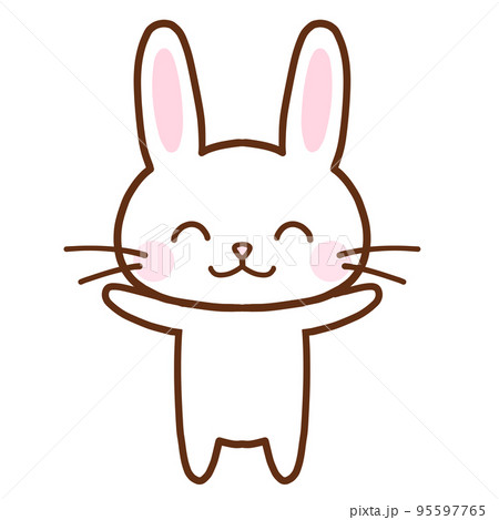 シンプルな笑顔のうさぎ　全身 95597765