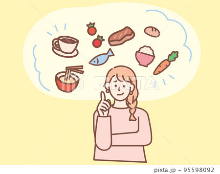 献立のイラスト(健康、バランス、食事、栄養、ダイエット、食習慣、一人暮らし)  95598092