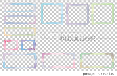 カラフルな水彩絵具のフレームセット。ベクターデータ。 95598130