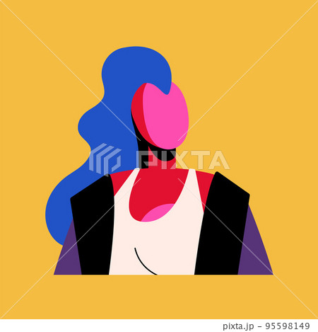 A punk rocker girl with a mohawk. A flat portrait of a waist-high woman with blue hair. Youth hairstyle A punk rocker girl with a mohawk. A flat portrait of a waist-high woman with blue hair. Youth hairstyle 95598149