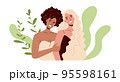Colored girls smile in eco style. Lesbians smile, lgbt family. 95598161