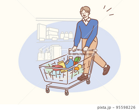 買い物、ショッピングのイラスト(セール、爆買い、日用品、スーパー、カート) 買い物、ショッピングのイラスト(セール、爆買い、日用品、スーパー、カート) 95598226