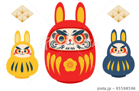 うさぎデザインのダルマイラスト 95598596
