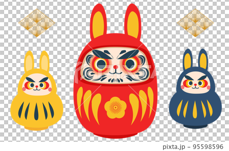 Daruma illustration with rabbit design 95598596
