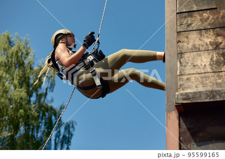 Special forces soldier with weapon take part in military maneuver. War, army, technology and people concept Special forces soldier with weapon take part in military maneuver. War, army, technology and people concept 95599165