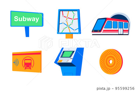 Ride in the city subway - flat design style icons set 95599256