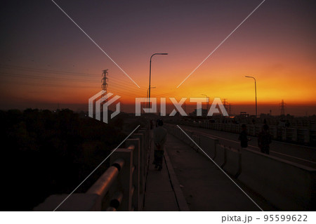 Colorful dramatic landscape  view  after sunset 95599622