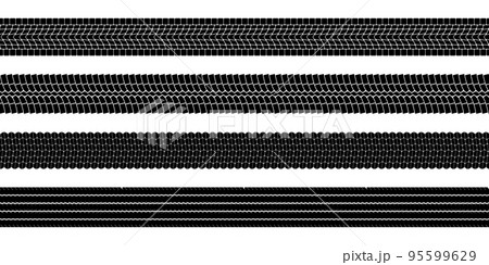 Set of black tire tread print isolated on white background 95599629